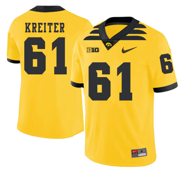 2019 Men #61 Casey Kreiter Iowa Hawkeyes College Football Alternate Jerseys Sale-Gold